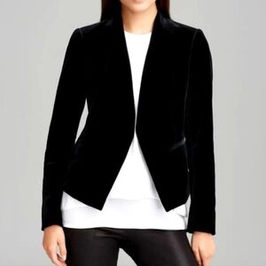 Theory Lanai blazer black matte velveteen stretch velvet collarless 4 small